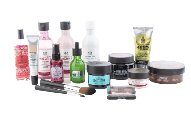 image of Body Shop products to illustrate benefits of becoming a Body Shop Consultant